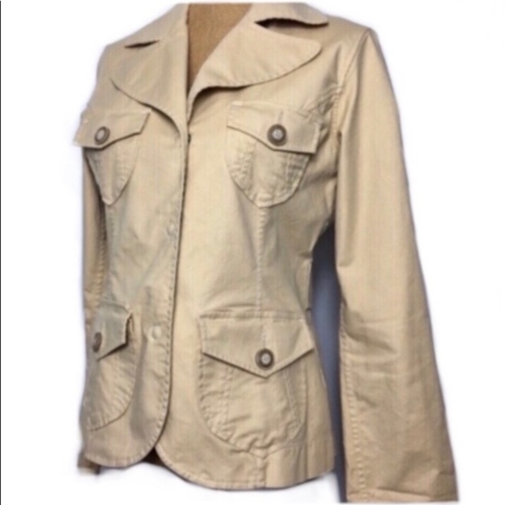 Tommy Bahama Beige Pockets Snap-on Button Down Casual Basic Jacket 6